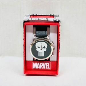 Punisher leather strap watch